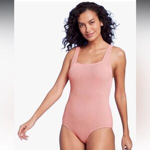 Coverage Pucker Textured Square Neck One-Piece Swimsuit from Kona Sol new 🆕